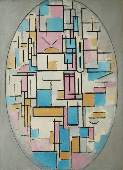 Komposition i oval med färgplan 1 av Piet Mondrian