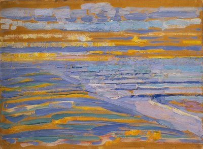 Sanddyner med strand och pir, Domburg. 1909 av Piet Mondrian