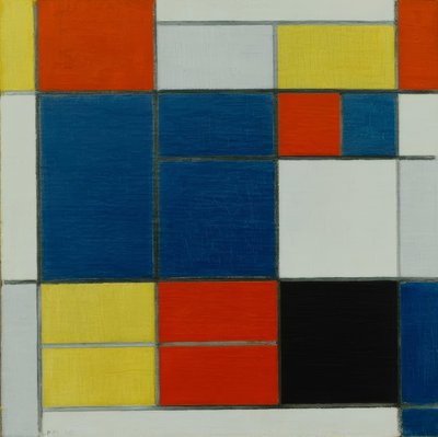 Komposition C; Komposition med gul, röd, blågrå, blå etc. av Piet Mondrian