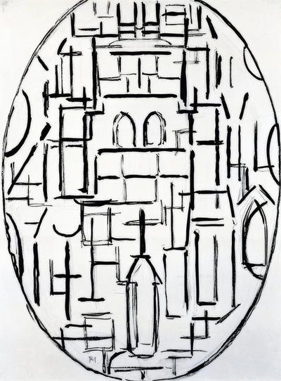 Piet Mondrian (1872–1944), kyrkan i Domburg, 1914. av Piet Mondrian