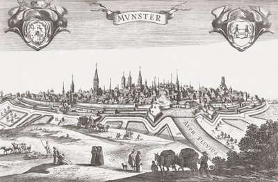 Panorama över Munster, Tyskland (tryck) av Pieter (after) Nolpe