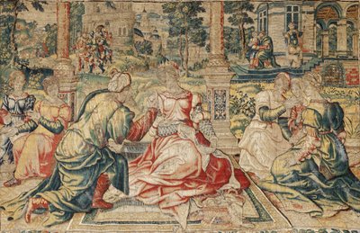 Mark Antony och Cleopatra Tapestry av Pieter (attr. to) Coecke van Aelst