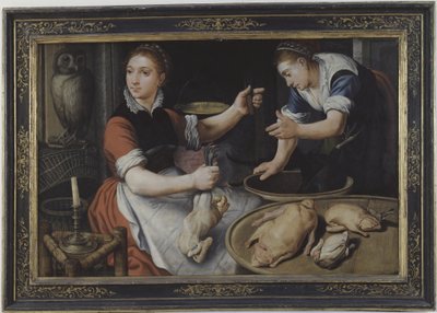 Två kvinnor som lagar mat av Pieter Aertsen