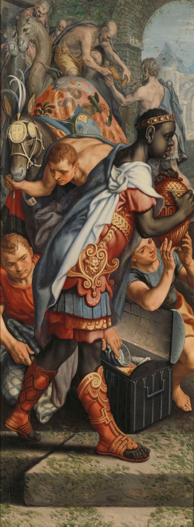 Vinge av en altartavla med tillbedjan av magi, på baksidan är Presentation in the Temple av Pieter Aertsen