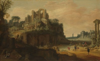 Romerskt landskap med ruiner av Pieter Anthonisz van Groenewegen