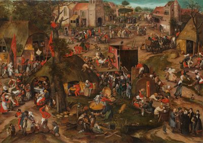 En flamländsk Kermis med en framförande av farsen "Een cluyte van Plaeyerwater", ca. 1570 av Pieter Balten