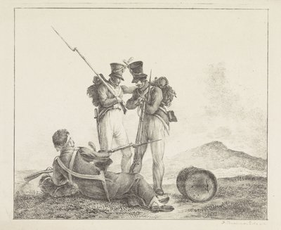 Tre soldater på slagfältet av Pieter Bartholomeusz. Barbiers