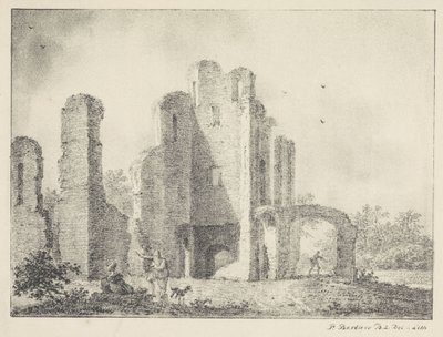 Landskap med ruiner och figurer av Pieter Bartholomeusz. Barbiers