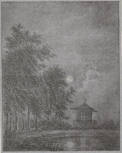 Trädgård i månsken av Pieter Bartholomeusz. Barbiers