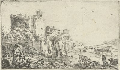 Ruinerna av Venustemplet och Roma av Pieter Bodding van Laer