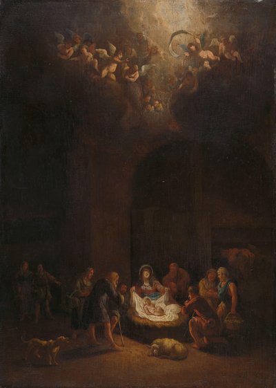 Tillbedjan av herdarna av Pieter Bout (attributed to)