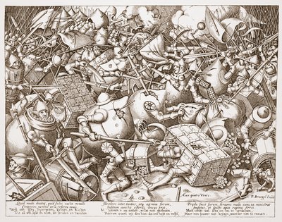 Slaget om pengar, graverad av Pieter van der Heyden, efter 1570 av Pieter Bruegel the Elder