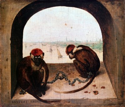 Två apor, 1562 av Pieter Bruegel the Elder