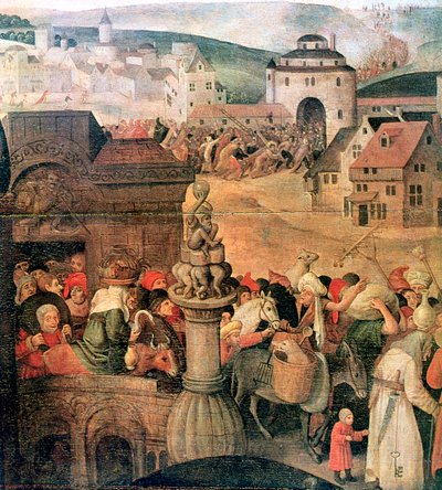 Christ Driving the Traders from the Temple detalj, c1584-1638 av Pieter Brueghel the Younger