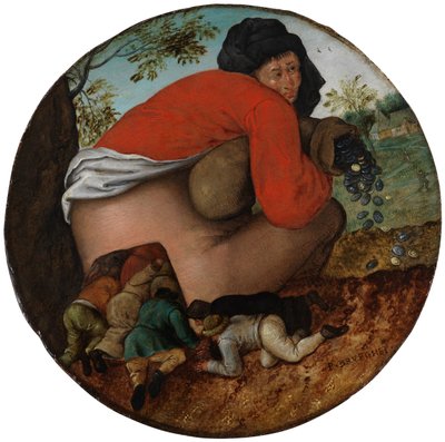 Mannen med pengapåsen och smickrarna av Pieter Brueghel the Younger