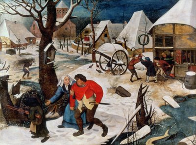 Drunkarden som leds hem (panel) av Pieter Brueghel the Younger