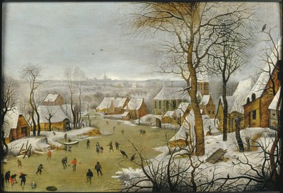 Vinterlandskap med en fågelfälla och flykten till Egypten, 1622. av Pieter Brueghel the Younger