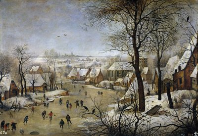 Vinterlandskap med en fågelfälla, ca 1601 av Pieter Brueghel the Younger