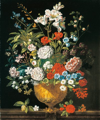 Juli, från The Twelve Months of Flowers, en blomkalender med stilleben av Pieter Casteels
