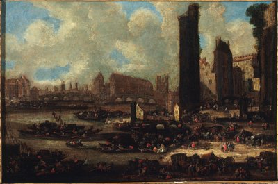 Le Pont-Neuf, la Cité, la Tour et la Porte de Nesle, cirka 1650, cirka 1650 (olja på duk) av Pieter Casteels
