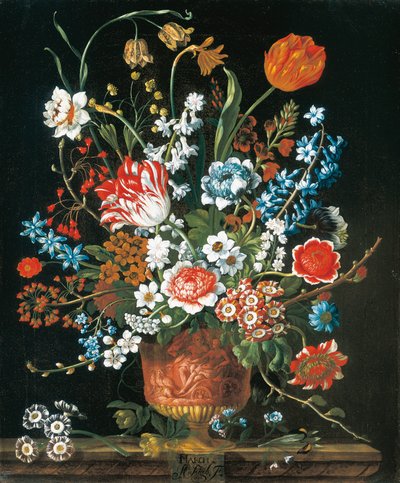 Mars, från The Twelve Months of Flowers, en blomkalender med stilleben av Pieter Casteels