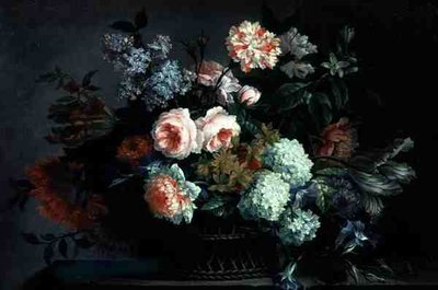 Blomsterstilleben (olja på duk) av Pieter Casteels