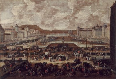 Pont-Neuf, Seine och Louvren, ca 1670, ca 1670 (olja på duk) av Pieter Casteels