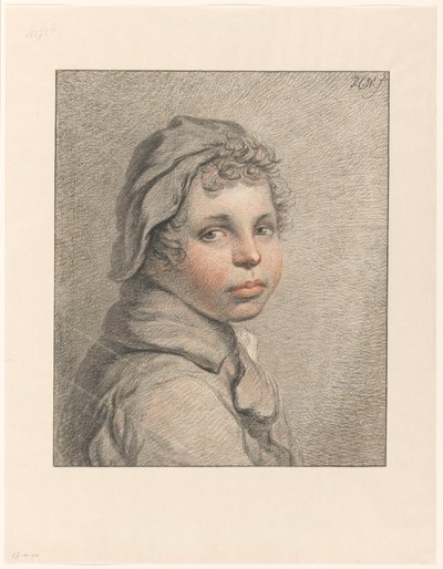 Studiehuvud för en pojke av Pieter Christoffel Wonder (signed by artist)