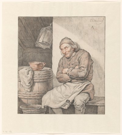 Sittande, sovande man av Pieter Christoffel Wonder
