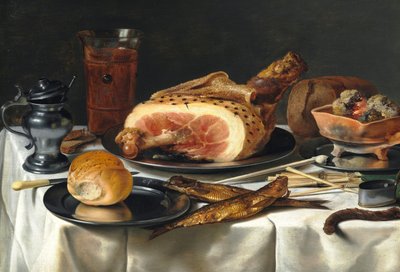 Stilleben med skinka av Pieter Claesz