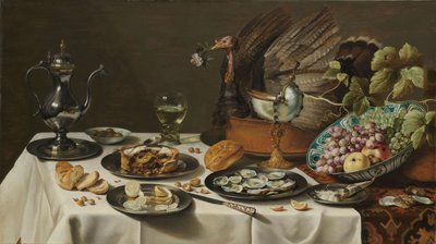 Stilleben med en kalkonpaj av Pieter Claesz
