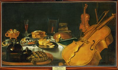 Stilleben med musikinstrument av Pieter Claesz