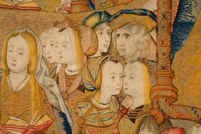 flamländsk gobeläng. Tillkännagivande. Detalj, c.1502-04 (guld, silver, siden och ull) av Pieter Coecke van Aelst