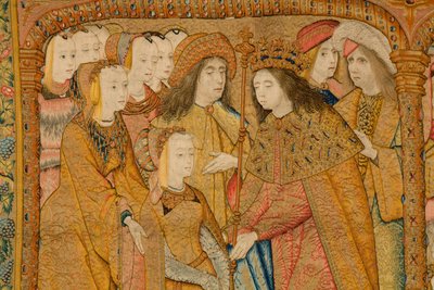 flamländsk gobeläng. Tillkännagivande. Detalj, c.1502-04 (guld, silver, siden och ull) av Pieter Coecke van Aelst