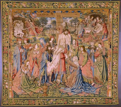 flamländsk gobeläng. Serien The passion of Christ: Descent from the cross (Kruisafneming, Descendimiento de la cruz). Tillverkning Pieter van Aelst. Serietecknaren Jan van Roome. Ca 1507-1520. av Pieter Coecke van Aelst