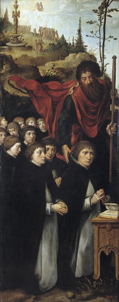 Aposteln Sankt Jakob den store med predikanter Höger panel av Triptyken The Last Judgment av Pieter Coecke van Aelst
