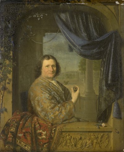 Porträtt av en man som håller en klocka, 1688 av Pieter Cornelisz Slingelandt van