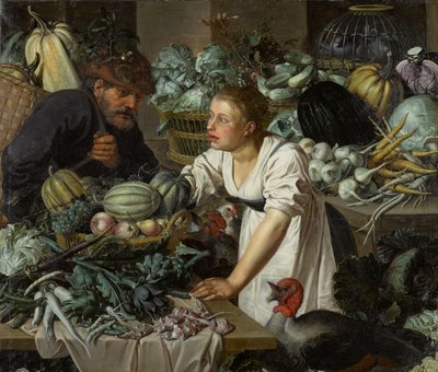 Stilleben med två figurer av Pieter Cornelisz. van Rijck