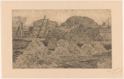 Höstackar på ett fält av Pieter Dupont (signed by artist)