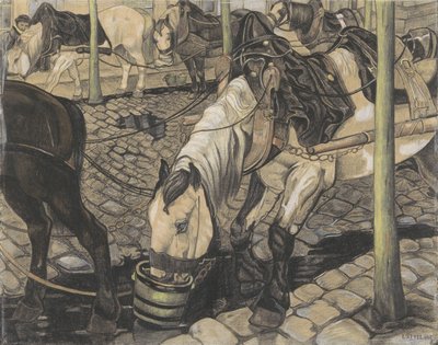Hästar som matas av Pieter Dupont (signed by artist)