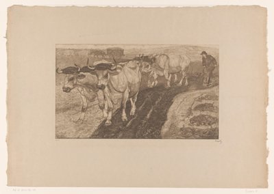 Plöjer oxar av Pieter Dupont (signed by artist)