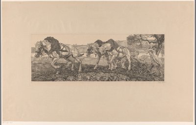 Plöjande hästar (originaltitel) av Pieter Dupont (signed by artist)