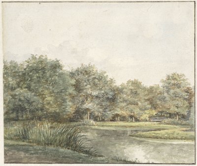 Landskap med träd på vattnet av Pieter Ernst Hendrik Praetorius
