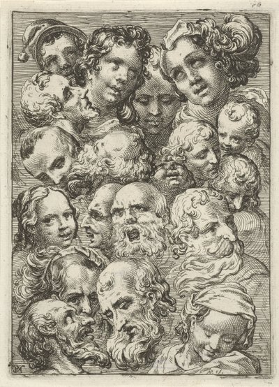 Studieblad med nitton huvuden av Pieter Feddes van Harlingen