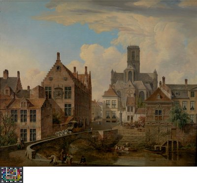 Sankt Bavos katedral och Reepkanalen i Gent av Pieter Frans De Noter