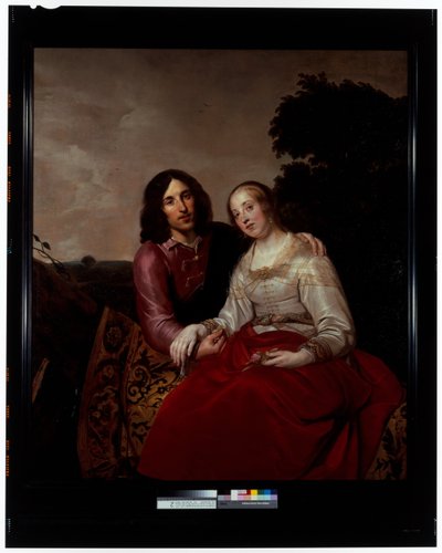 Ett Äktenskapsporträtt Av Ett Ungt Par I En Landskapsmiljö av Pieter Fransz. de Grebber