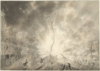 Krutkatastrofen i Leiden den 12 januari 1807 av Pieter Gerardus van Os (signed by artist)
