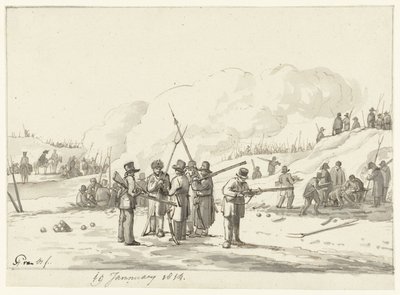 Läger av civila i Nordhollands sanddyner, 19 januari 1814 av Pieter Gerardus van Os (signed by artist)