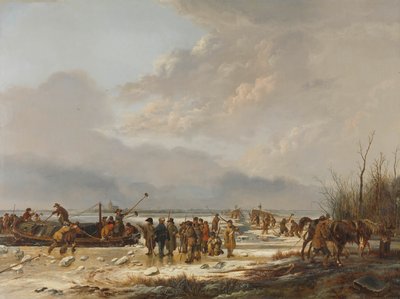 Breaking the Ice on the Karnemelksloot, Naarden, januari 1814 av Pieter Gerardus van Os