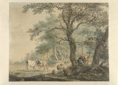Landskap med två herdar med boskap av Pieter Gerardus van Os
